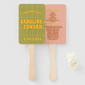 Groovy Funky Kleurrijke Trouwprogramma's Handwaaier (Voorkant en achterkant)