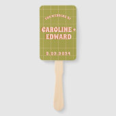 Groovy Funky Kleurrijke Trouwprogramma's Handwaaier (Voorkant)