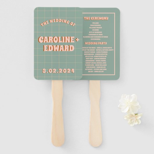 Groovy Funky Kleurrijke Trouwprogramma's Handwaaier (Voorkant en achterkant)