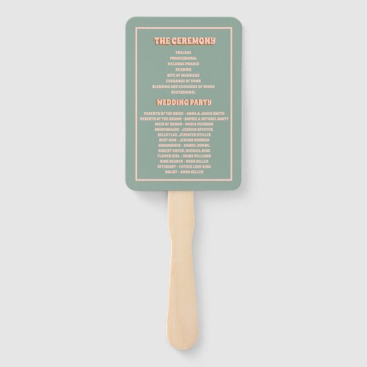 Groovy Funky Kleurrijke Trouwprogramma's Handwaaier (Achterkant)