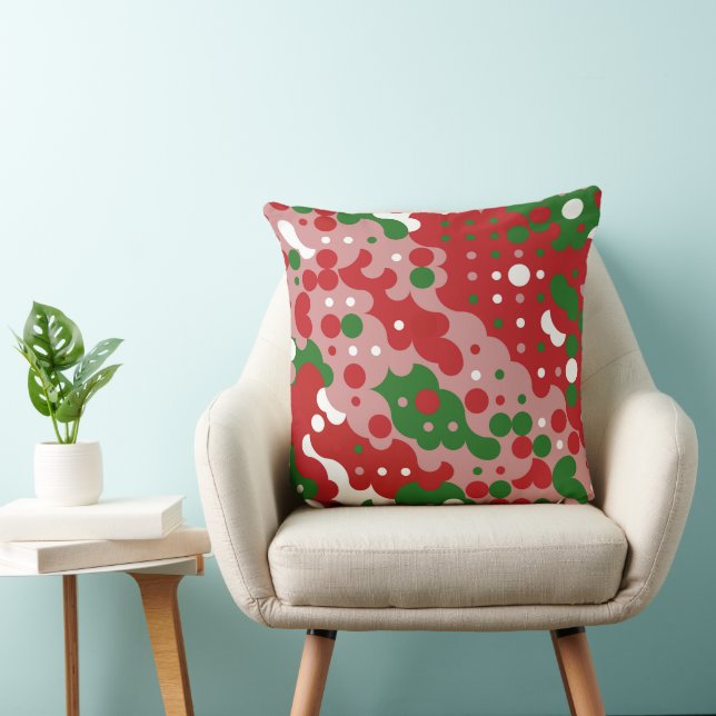 Groovy Funky Mod Retro Kerstpatroon Kussen (Stoel)