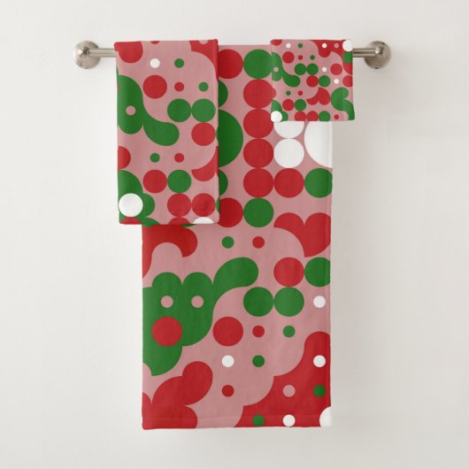 Groovy Funky Mod Retro Kerstpatroonpatroon Bad Handdoek (Insitu)