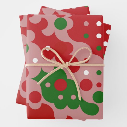 Groovy Funky Mod Retro Kerstpatroonpatroon Inpakpapier Vel (In situ)