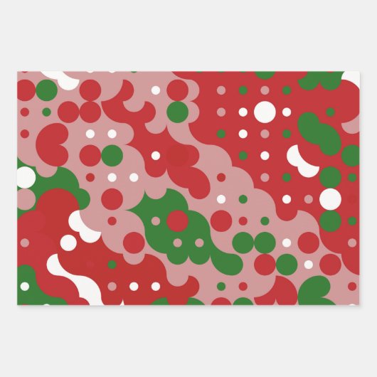 Groovy Funky Mod Retro Kerstpatroonpatroon Inpakpapier Vel (Voorkant)