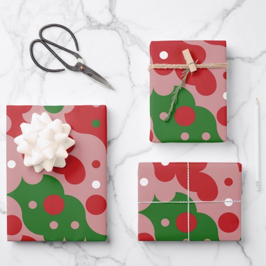 Groovy Funky Mod Retro Kerstpatroonpatroon Inpakpapier Vel (Voorkant)