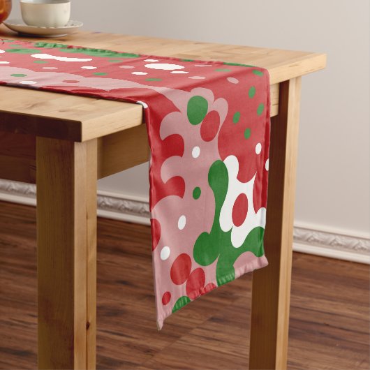 Groovy Funky Mod Retro Kerstpatroonpatroon Lange Tafelloper (Voorbeeld)