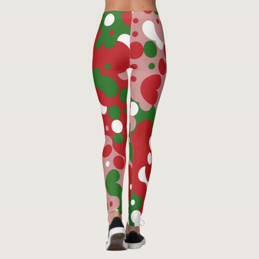 Groovy Funky Mod Retro Kerstpatroonpatroon Leggings (Achterkant)