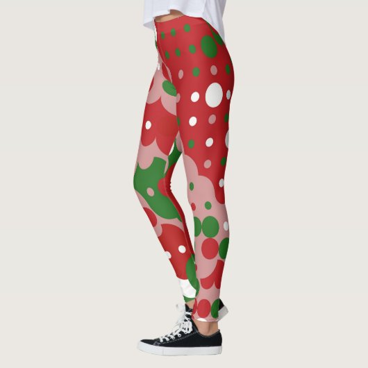 Groovy Funky Mod Retro Kerstpatroonpatroon Leggings (Links)