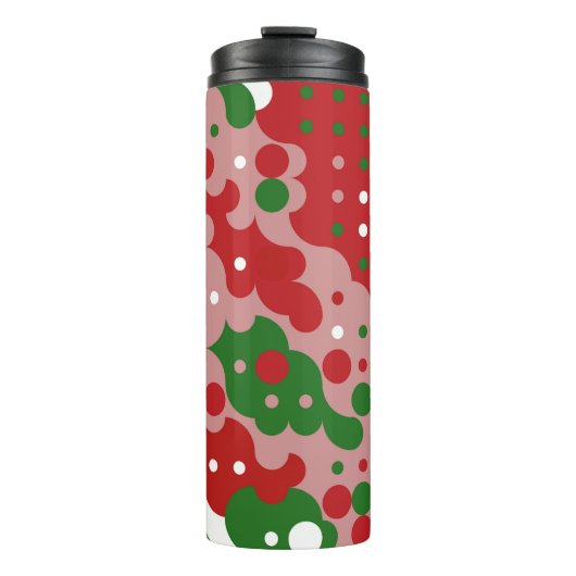 Groovy Funky Mod Retro Kerstpatroonpatroon Thermosbeker (Voorkant)