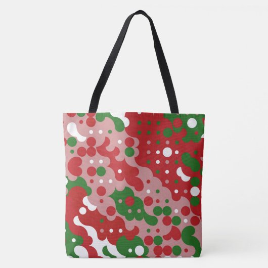 Groovy Funky Mod Retro Kerstpatroonpatroon Tote Bag (Voorkant)