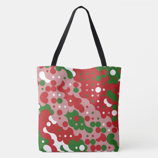 Groovy Funky Mod Retro Kerstpatroonpatroon Tote Bag (Achterkant)