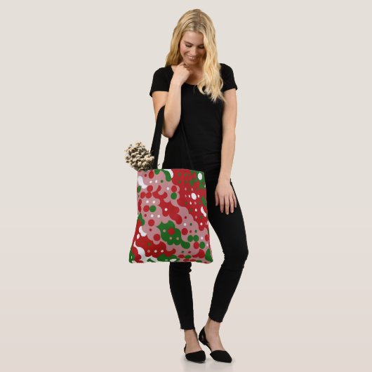 Groovy Funky Mod Retro Kerstpatroonpatroon Tote Bag (Op model)