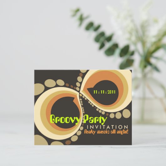 Groovy Funky Party Invitation sjabloon Kaart (Staand voorkant)