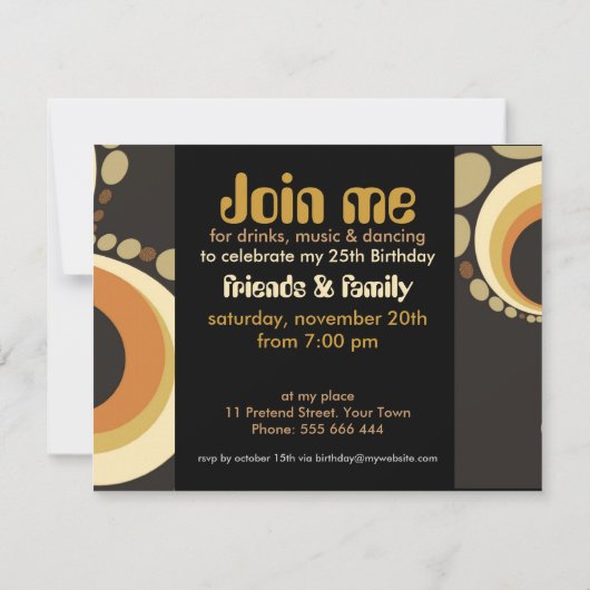 Groovy Funky Party Invitation sjabloon Kaart (Achterkant)