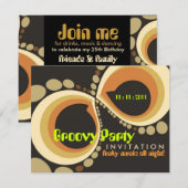 Groovy Funky Party Invitation sjabloon Kaart (Voorkant / Achterkant)