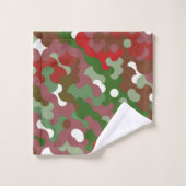 Groovy Funky Retro Boho Red en Green Kerstmis Bad Handdoek (Wasdoekje)