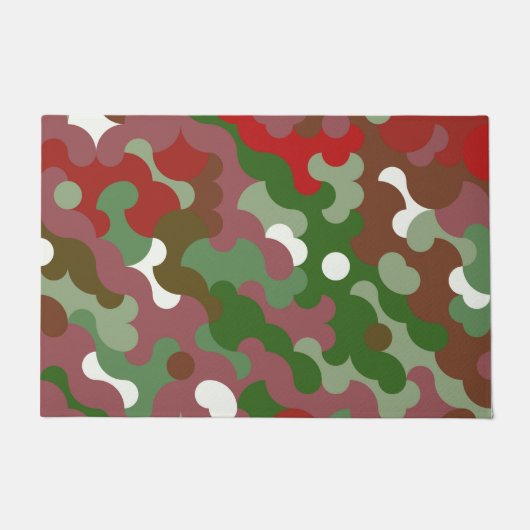 Groovy Funky Retro Boho Red en Green Kerstmis Deurmat (Voorkant)