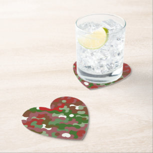 Groovy Funky Retro Boho Red en Green Kerstmis Kartonnen Onderzetters