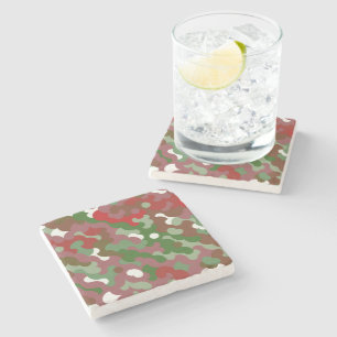Groovy Funky Retro Boho Red en Green Kerstmis Stenen Onderzetter