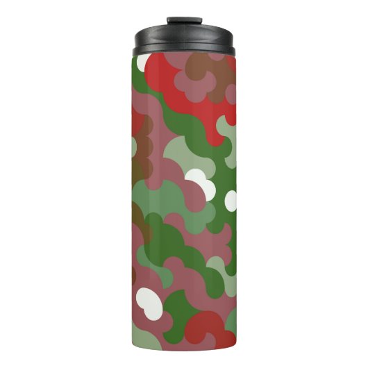 Groovy Funky Retro Boho Red en Green Kerstmis Th Thermosbeker (Voorkant)