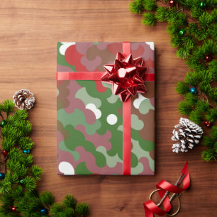 Groovy Funky Retro Boho Rood en Groen Kerstmis Cadeaupapier