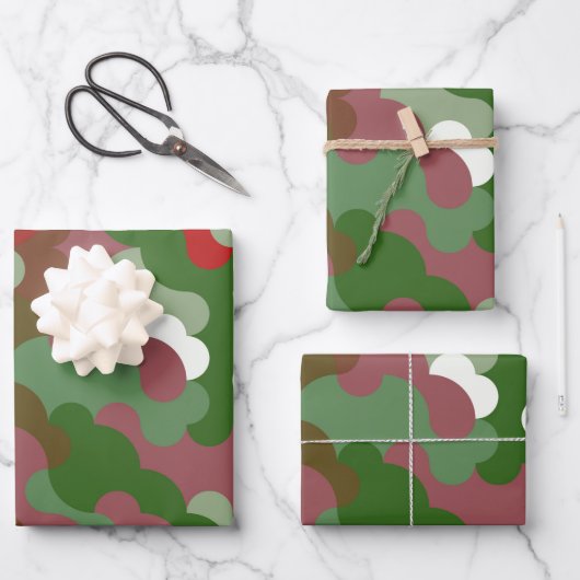 Groovy Funky Retro Boho Rood en Groen Kerstmis Inpakpapier Vel (Voorkant)