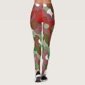 Groovy Funky Retro Boho Rood en Groen Kerstmis Leggings (Achterkant)