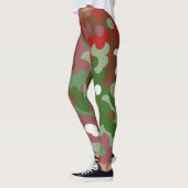 Groovy Funky Retro Boho Rood en Groen Kerstmis Leggings (Links)