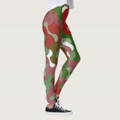 Groovy Funky Retro Boho Rood en Groen Kerstmis Leggings (Rechts)