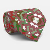 Groovy Funky Retro Boho Rood en Groen Kerstmis Stropdas (Opgerold)