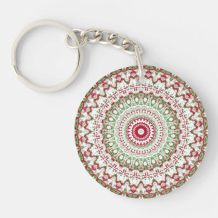 Groovy Funky Tie Dye Kerstmis Boho Hippie Mandala Sleutelhanger