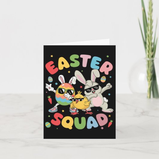 Groovy Funny Rabbit Egg Chick Easter Squad Day Man Kaart (Voorkant)