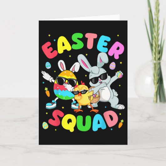 Groovy Funny Rabbit Egg Chick Easter Squad Day Men Kaart (Voorkant)