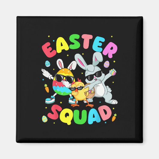 Groovy Funny Rabbit Egg Chick Easter Squad Day Men Magneet (Voorkant)