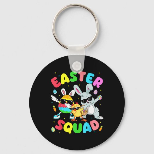 Groovy Funny Rabbit Egg Chick Easter Squad Day Men Sleutelhanger (Voorkant)