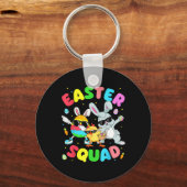 Groovy Funny Rabbit Egg Chick Easter Squad Day Men Sleutelhanger (Voorkant)