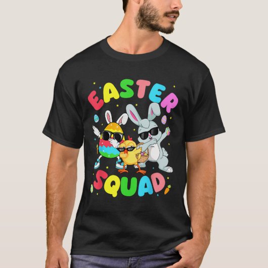 Groovy Funny Rabbit Egg Chick Easter Squad Day Men T-shirt (Voorkant)