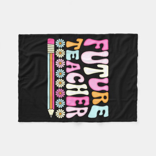 Groovy Future Teacher Student Graduation Teacher I Fleece Deken (Voorkant (Horizontaal))