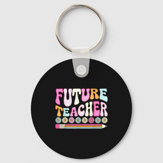 Groovy Future Teacher Student Graduation Teacher I Sleutelhanger (Voorkant)