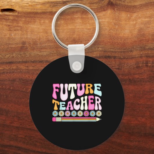 Groovy Future Teacher Student Graduation Teacher I Sleutelhanger (Voorkant)