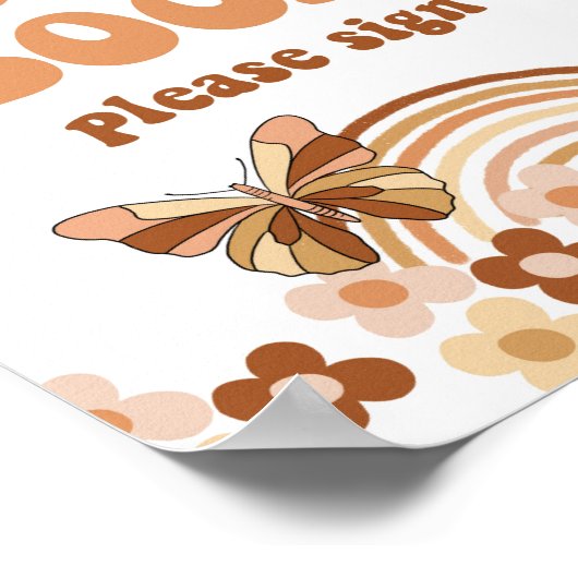 Groovy gastenboek retro hippie feest bord poster (Hoek)