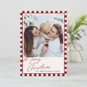 Groovy geblokte bewerkbare kleur kerstfoto feestdagenkaart (Staand voorkant)