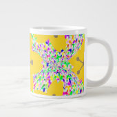 Groovy Geel Bloemendisco-ontwerp Grote Koffiekop (Rechts)