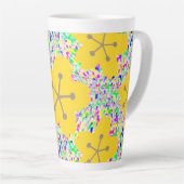 Groovy Geel Bloemendisco-ontwerp Latte Mok (Rechterhoek)