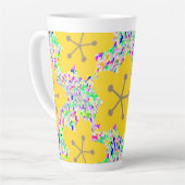 Groovy Geel Bloemendisco-ontwerp Latte Mok (Linkerhoek)