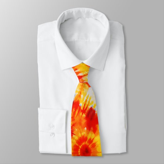 Groovy Geel & Oranje Tie Dye Stropdas (Gebonden)