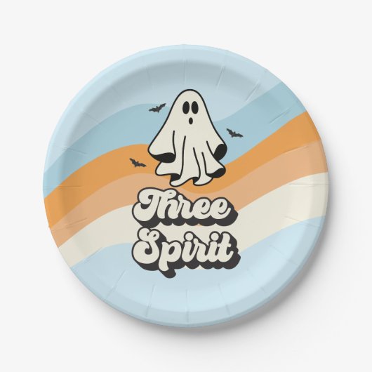 groovy Geest retro Halloween Drie Geest Papieren Bordje (Voorkant)