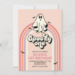 groovy Geest retro Halloween Griezelen Eén Verjaar Kaart