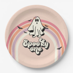 groovy Geest retro Halloween Griezels Eén Verjaard Papieren Bordje