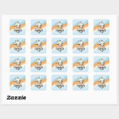 groovy Geest retro Halloween Spoken Een Blauw Vierkante Sticker (Vel)